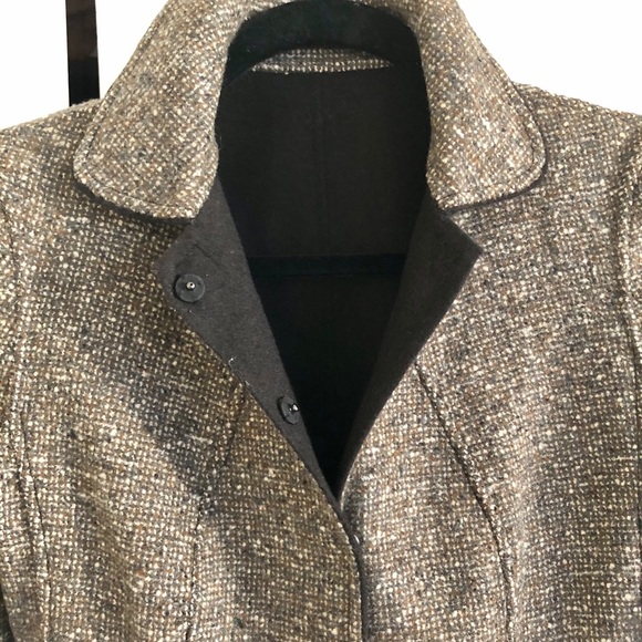 Elie Tahari Reversible Brown Tweed Wool Blazer Small Size 4 - Picture 7 of 8